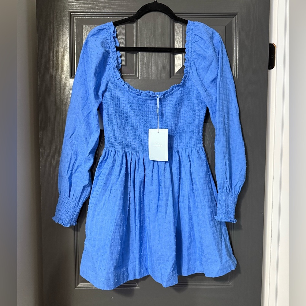 NWT Hill House Home Norah Nap Dress - Small - Hydrangea Blue Textured Clip Dot